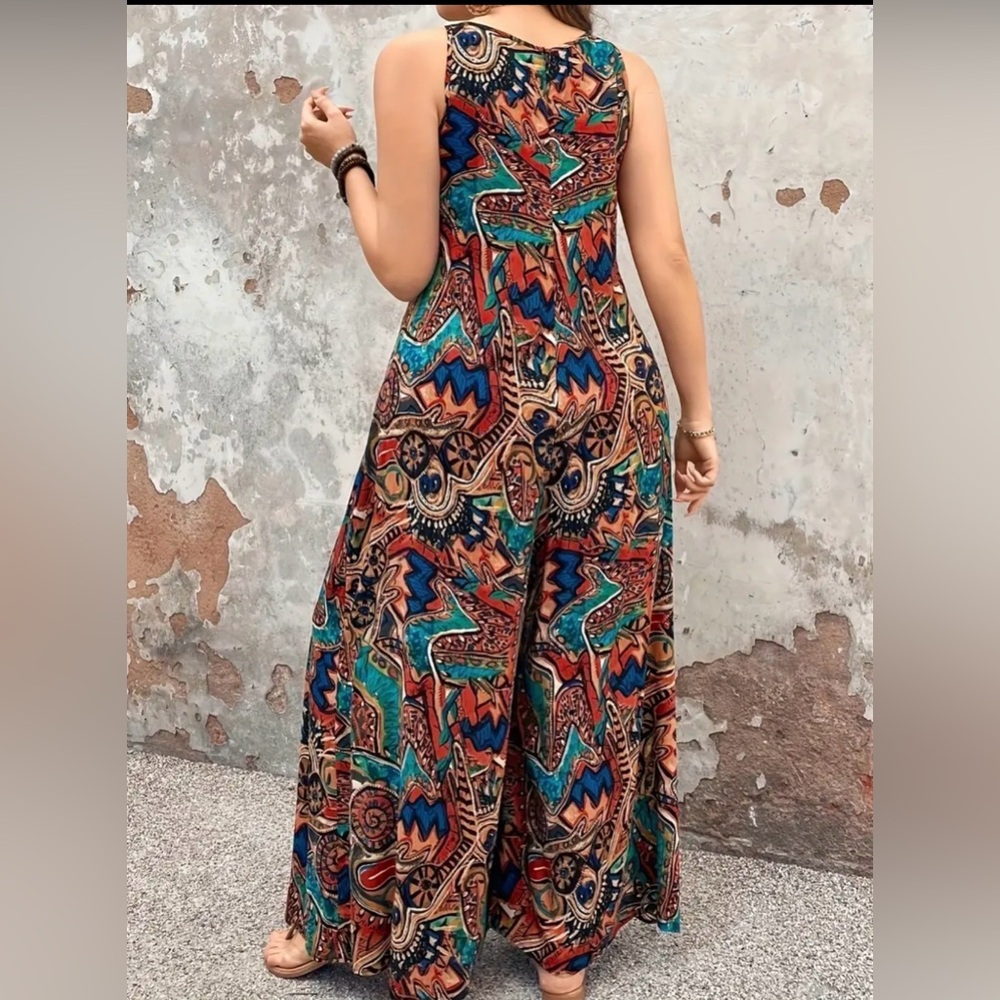 Multicolor Wide Leg JumpsuitLightweight Breathable Material New Boutique - Picture 2 of 5